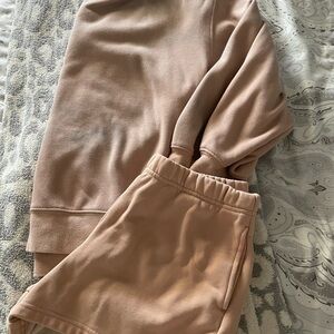 Cozy Tan Sweatshirt and Shorts Set